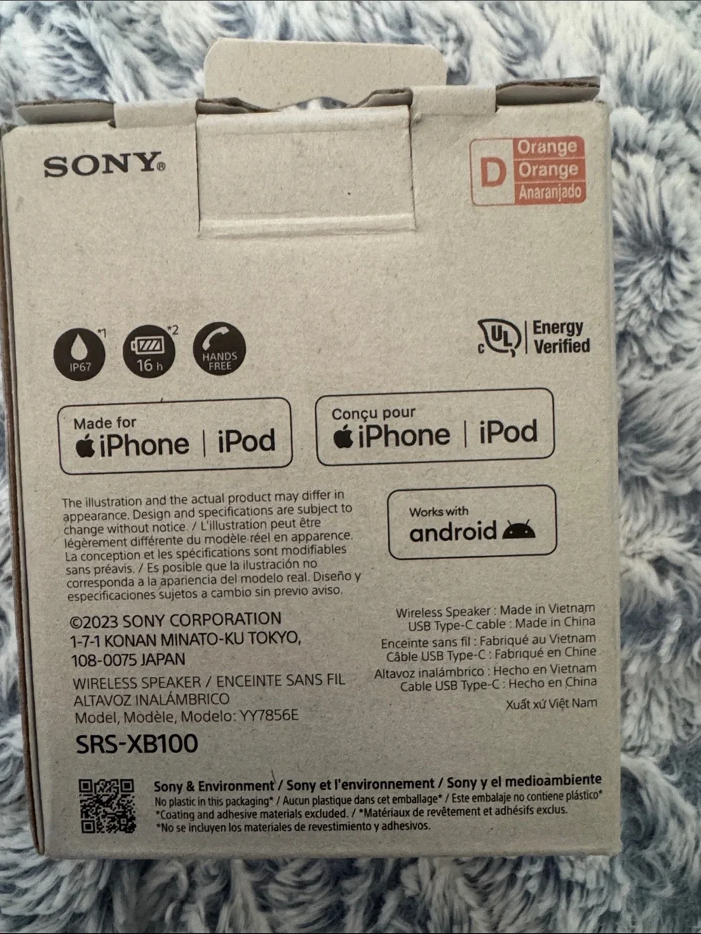 Sony XB100 Portable Wireless Speaker - Orange-Red